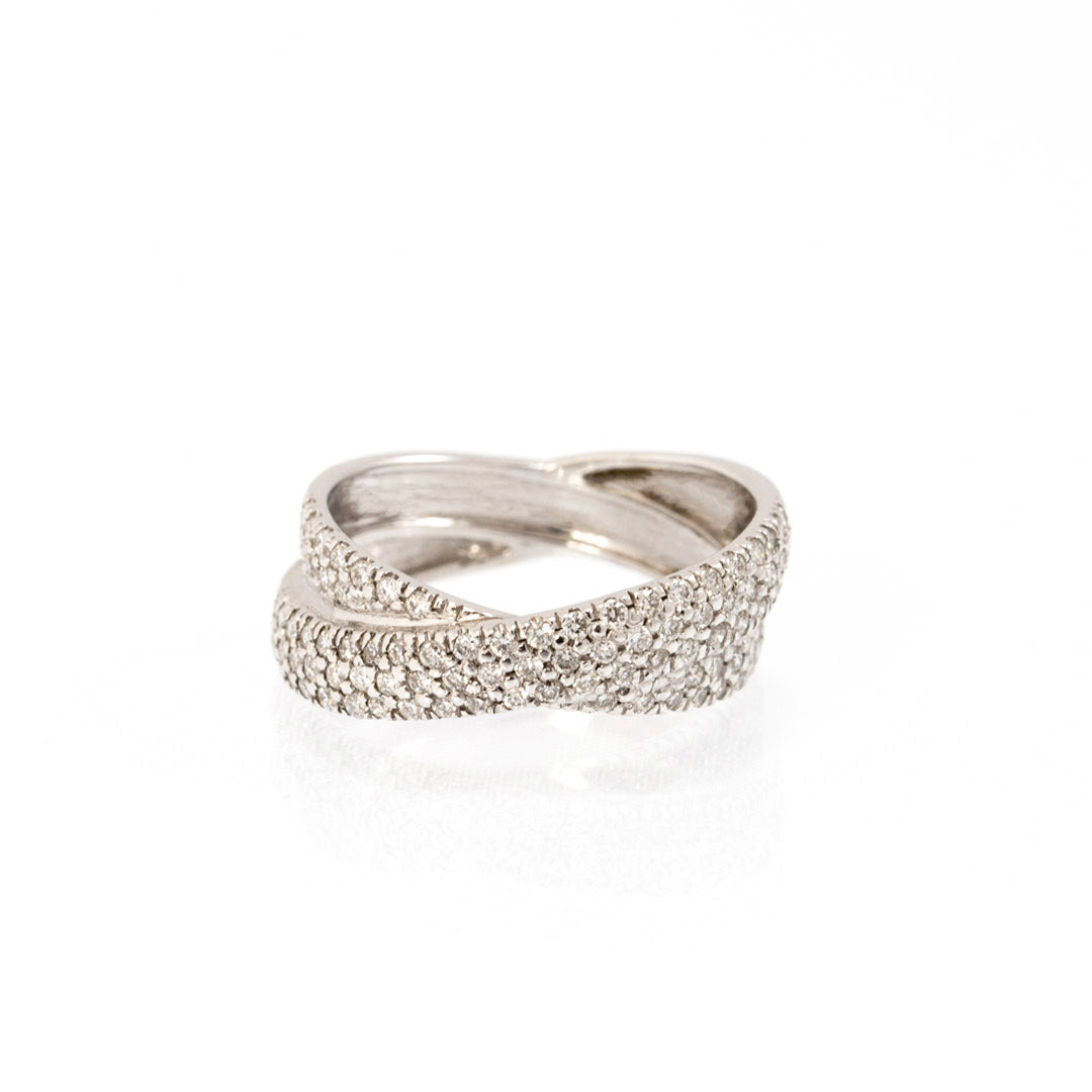 Bague fashion double anneau croisé